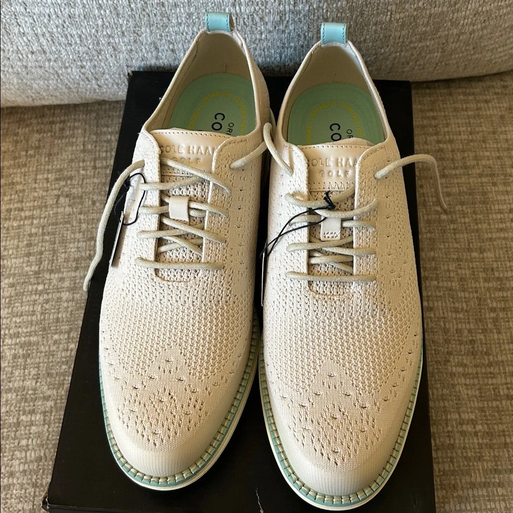 Cole Haan ZeroGrand Stitchlite Wingtip Oxford Golf shoe-Women 9-beige/teal-NWT - Picture 6 of 7